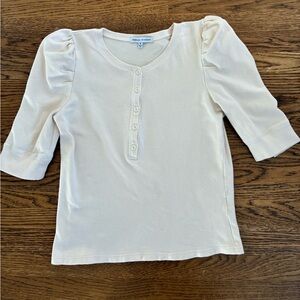 Rebecca Minkoff Ivory Puff-Sleeve Henley Top